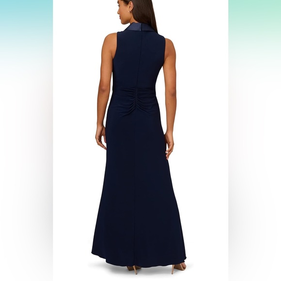 Adrianna Papell Women’s Jersey Tuxedo Gown - Navy, Size 6 - Picture 4 of 13
